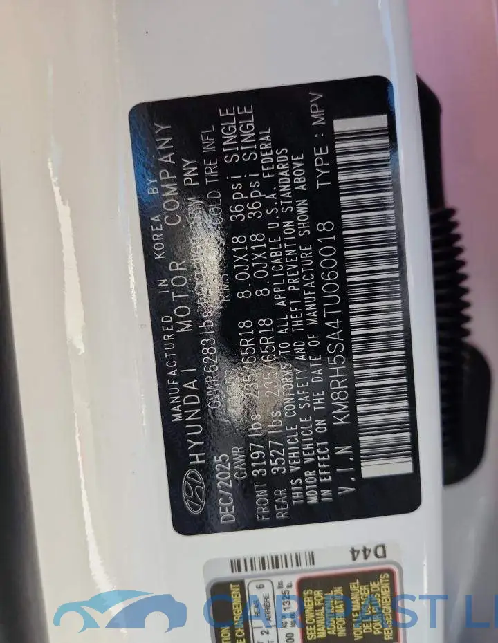 KM8RH5SA4TU060018# 13