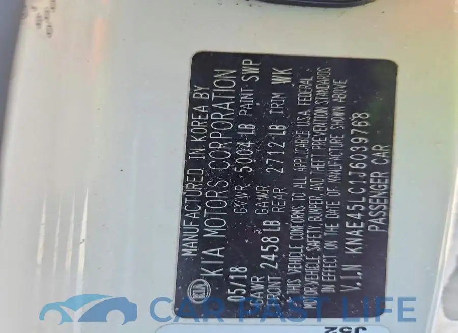 KNAE45LC1J6039768# 12