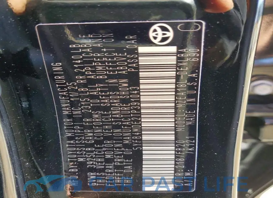 5YFB4MDE2TP391043# 12