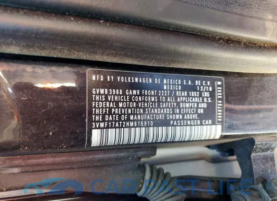 3VWF17AT2HM615910# 12