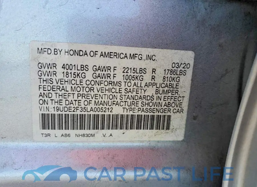 19UDE2F35LA005212# 12
