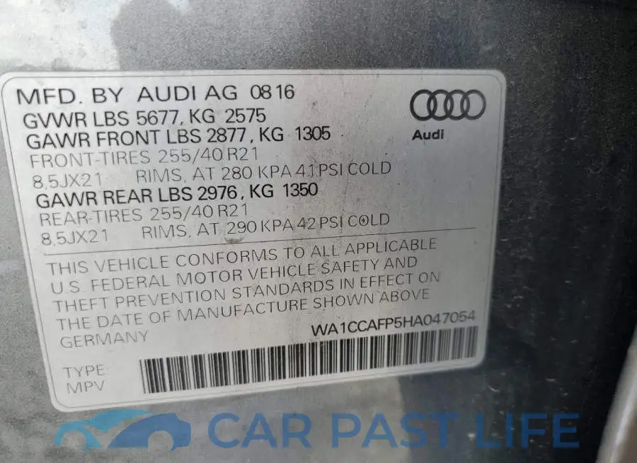 WA1CCAFP5HA047054# 13