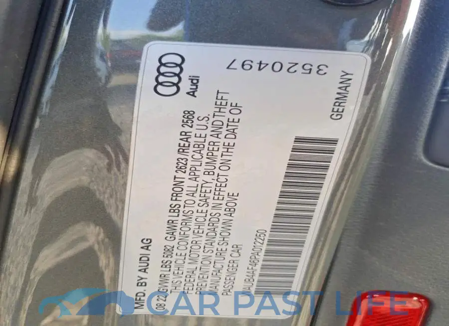 WAUB4AF46PA012250# 12