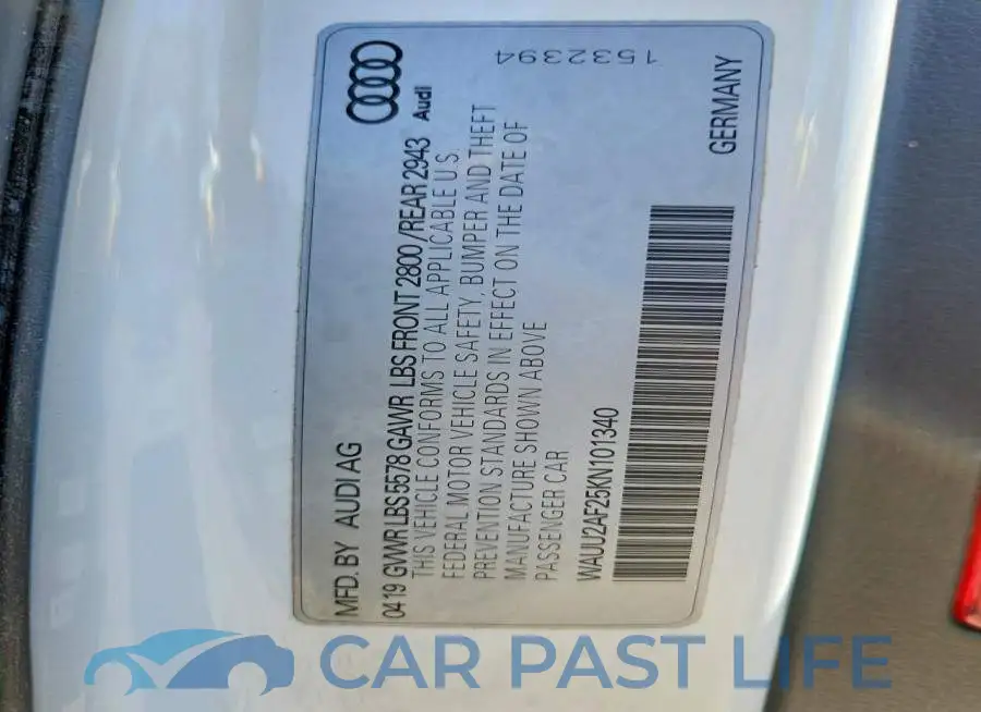 WAUU2AF25KN101340# 13