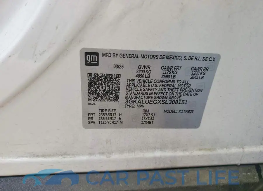 3GKALUEGXSL308151# 13