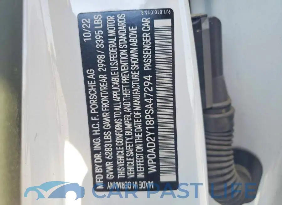 WP0AD2Y18PSA47294# 12