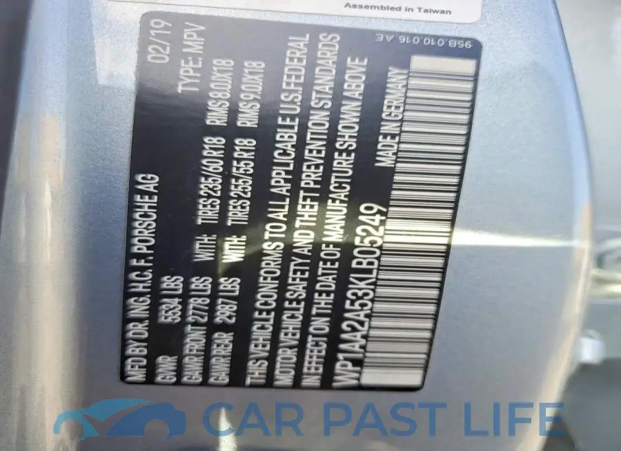 WP1AA2A53KLB05249# 12