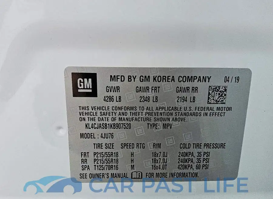 KL4CJASB1KB907520# 12