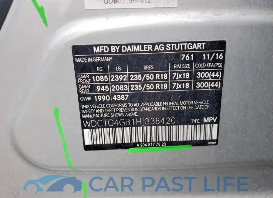 WDCTG4GB1HJ338420# 13