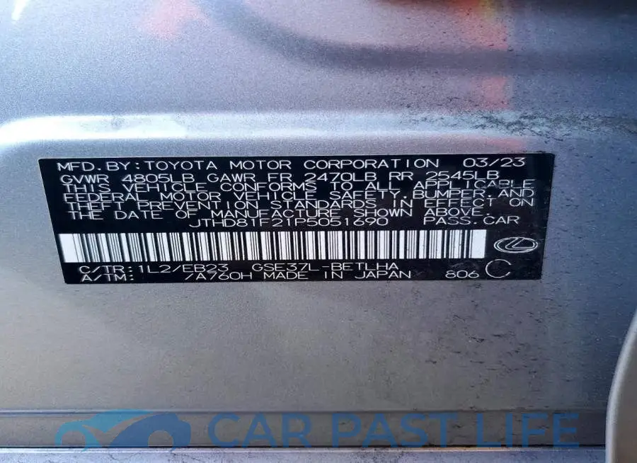 JTHD81F21P5051690# 12