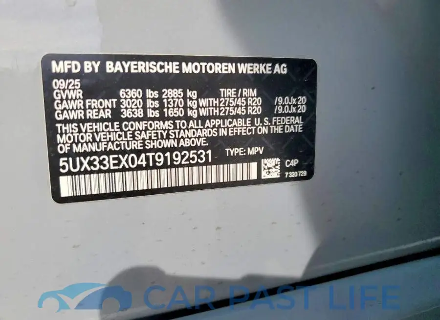 5UX33EX04T9192531# 13