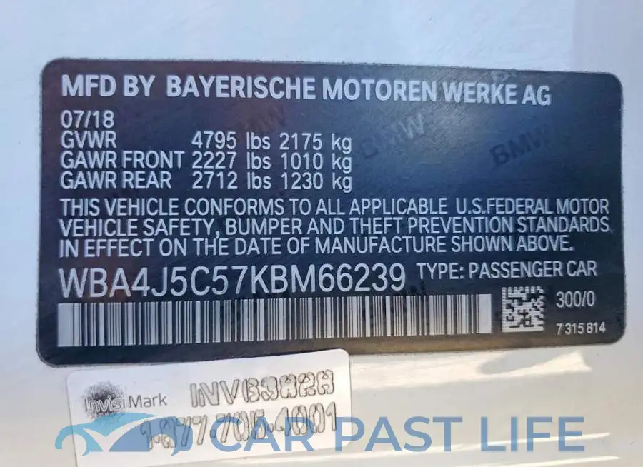 WBA4J5C57KBM66239# 12