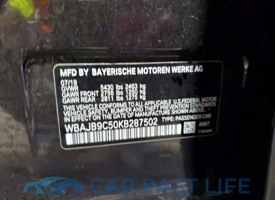 WBAJB9C50KB287502# 12