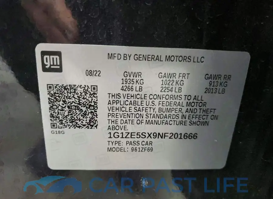 1G1ZE5SX9NF201666# 12