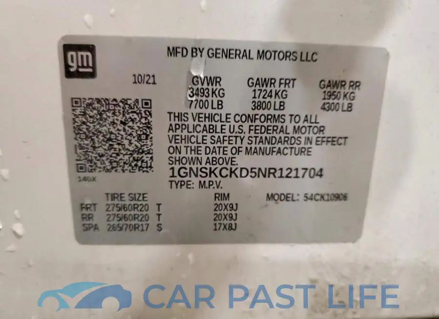1GNSKCKD5NR121704# 13