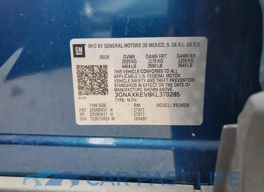 3GNAXKEV8KL370285# 12