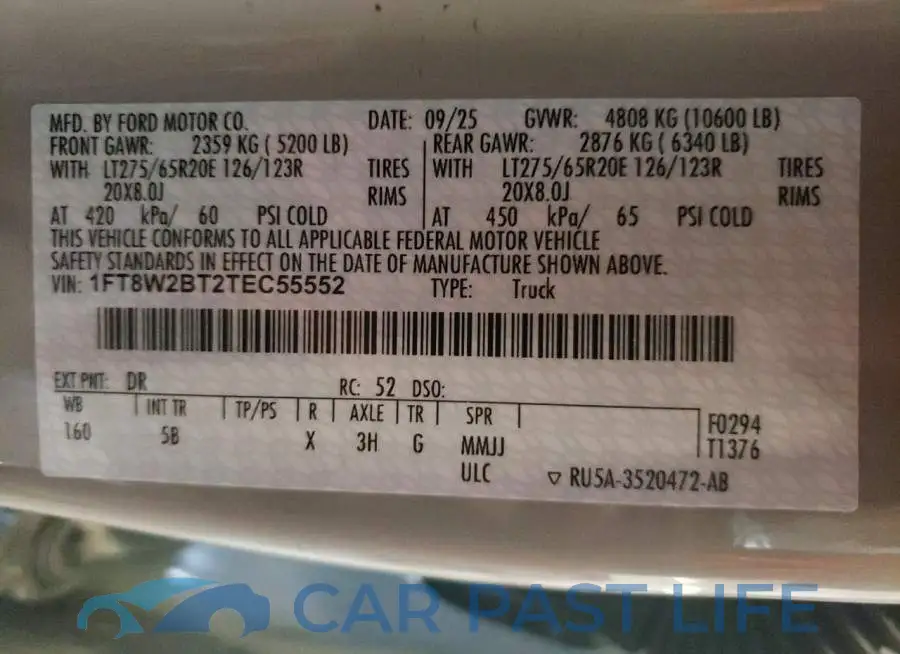 1FT8W2BT2TEC55552# 12