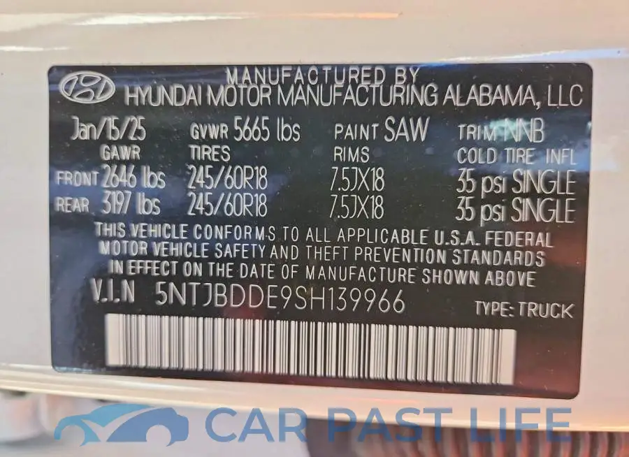 5NTJBDDE9SH139966# 12