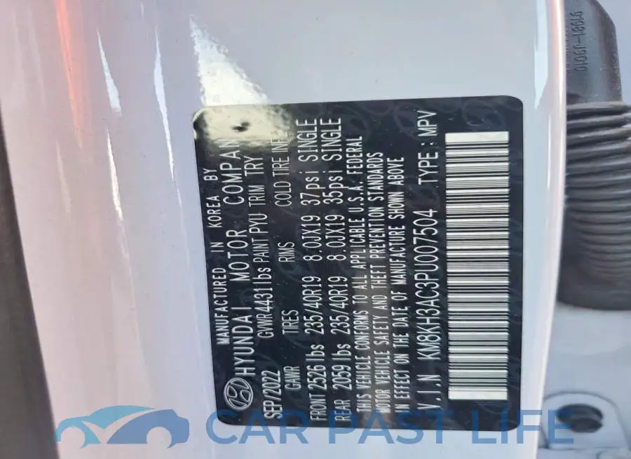 KM8KH3AC3PU007504# 12