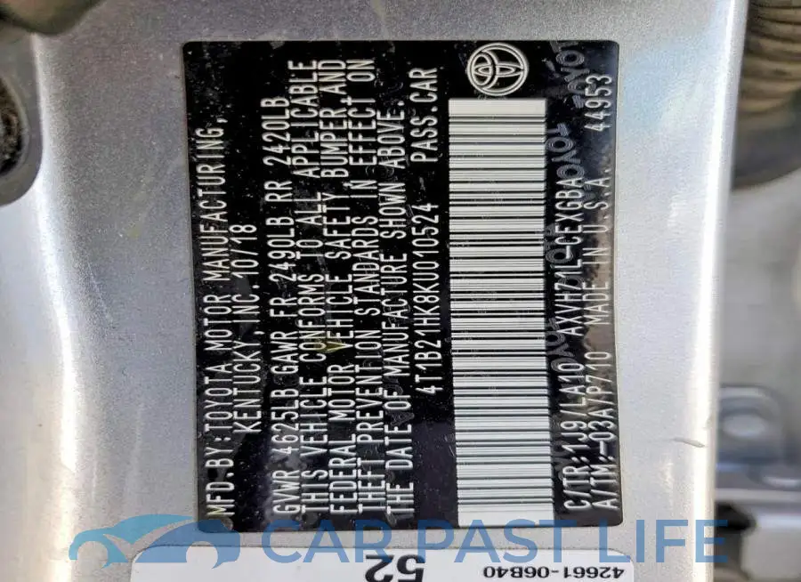 4T1B21HK8KU010524# 12