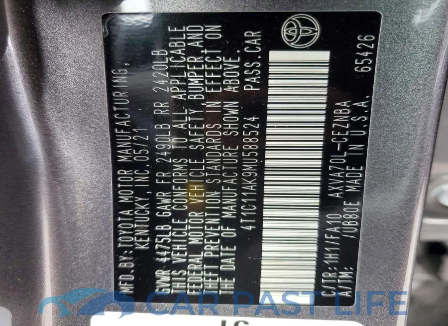 4T1C11AK9MU588524# 12