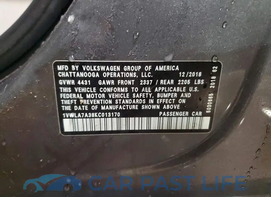 1VWLA7A38KC013170# 12