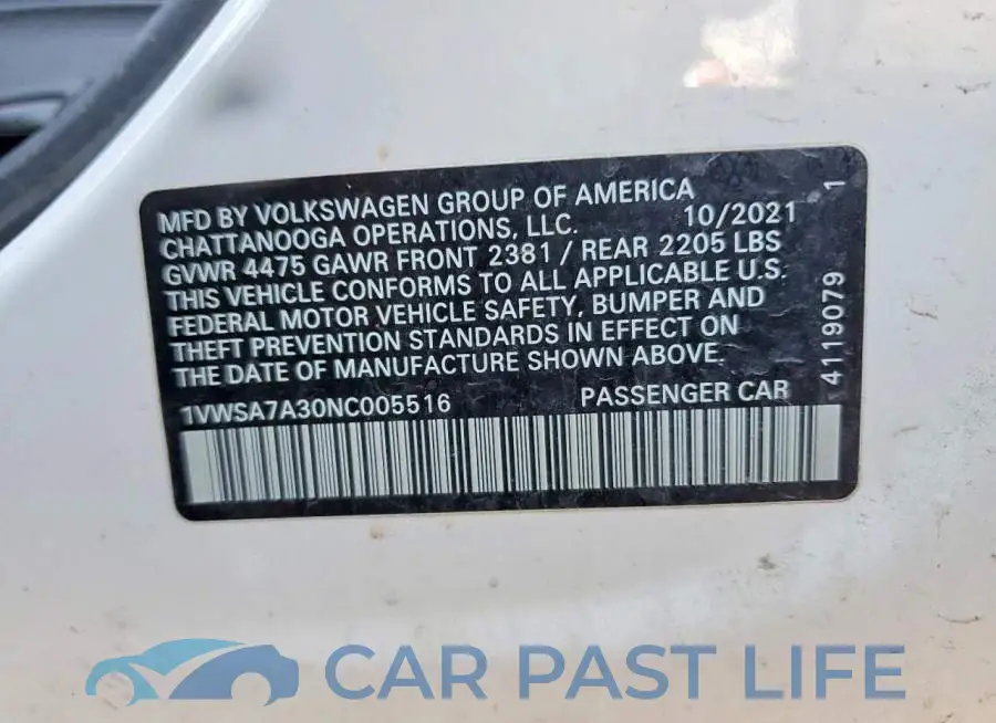 1VWSA7A30NC005516# 13