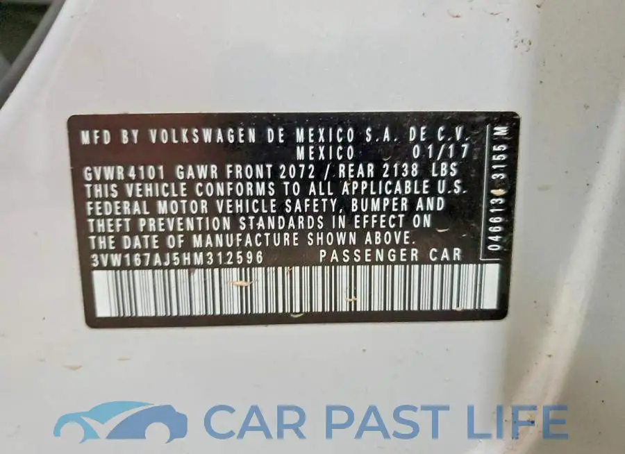 3VW167AJ5HM312596# 12