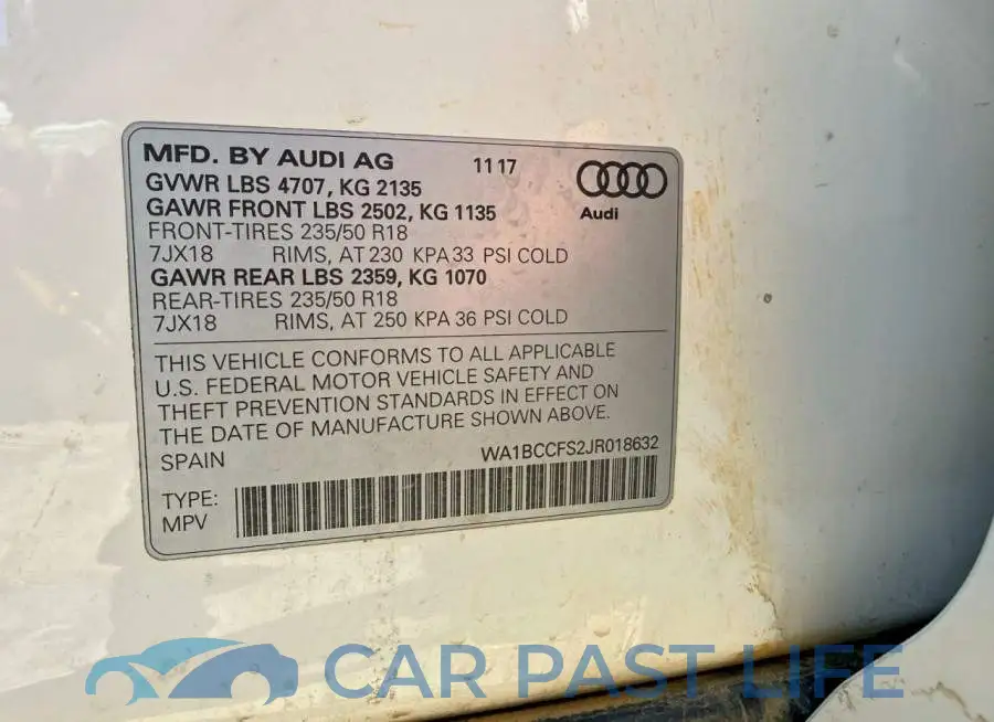 WA1BCCFS2JR018632# 10