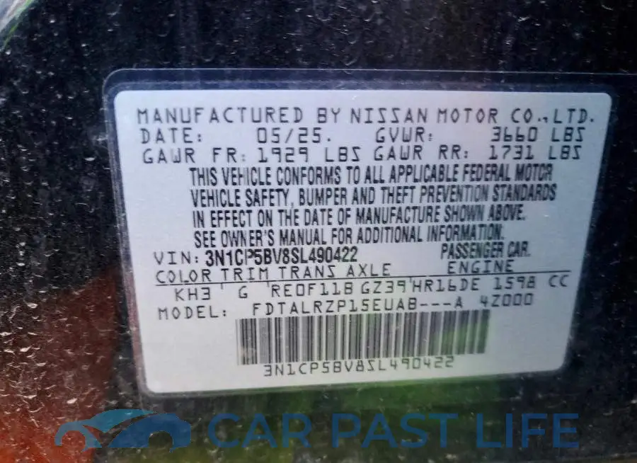 3N1CP5BV8SL490422# 12