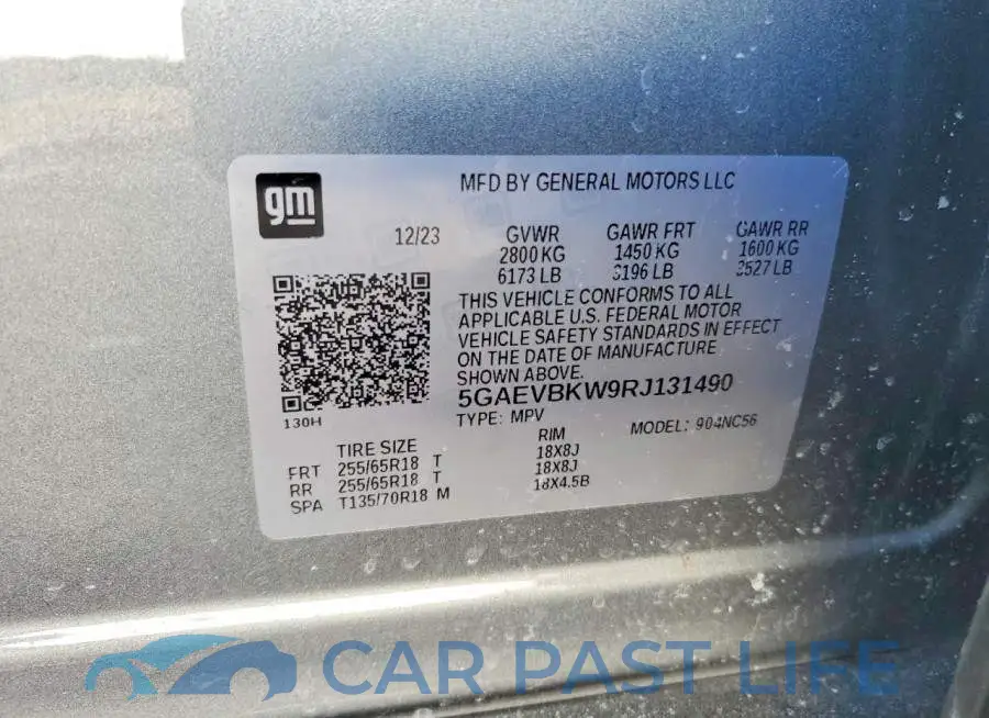 5GAEVBKW9RJ131490# 12