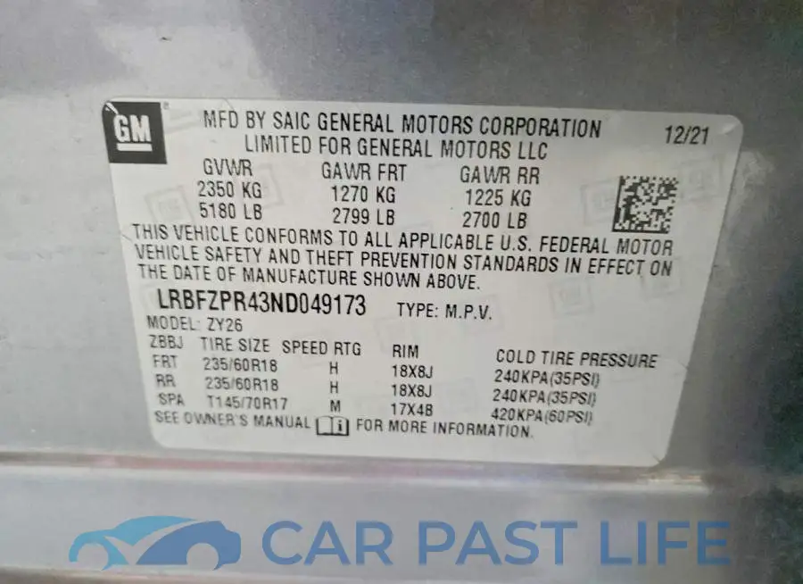 LRBFZPR43ND049173# 12