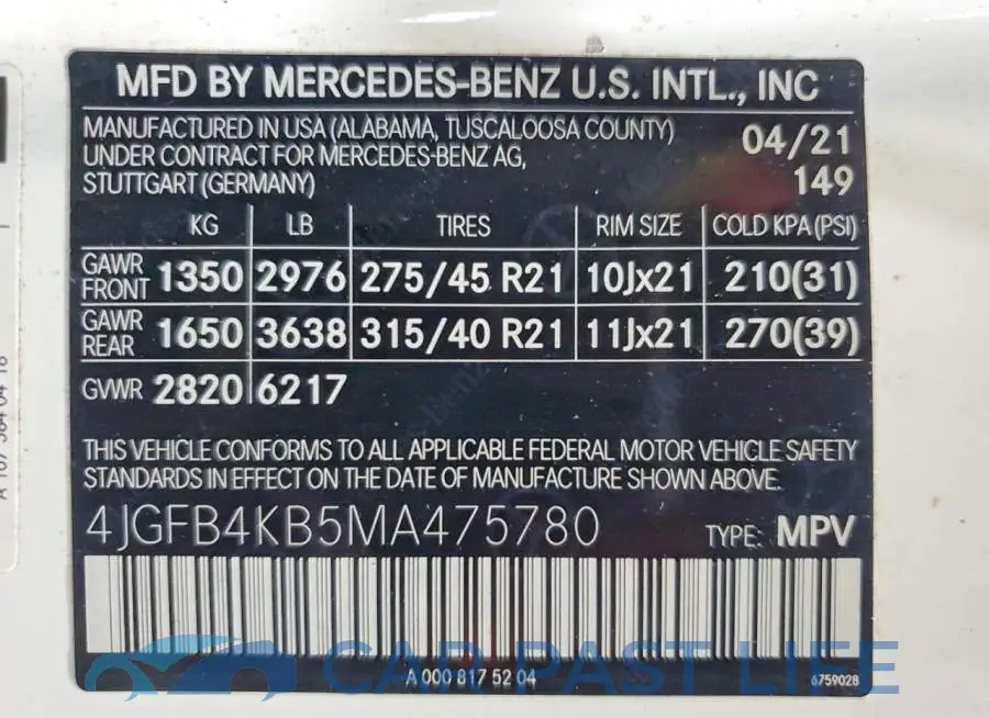 4JGFB4KB5MA475780# 13