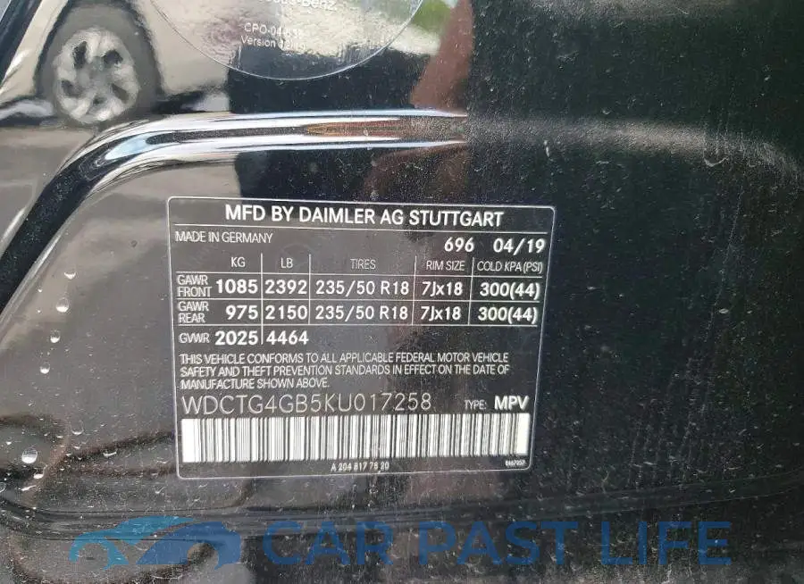 WDCTG4GB5KU017258# 13