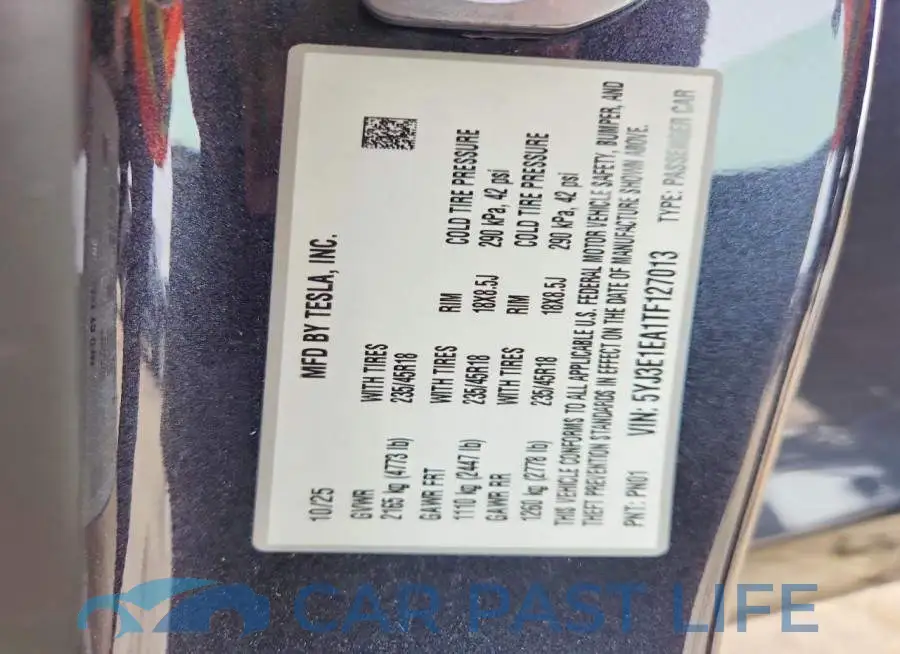 5YJ3E1EA1TF127013# 12