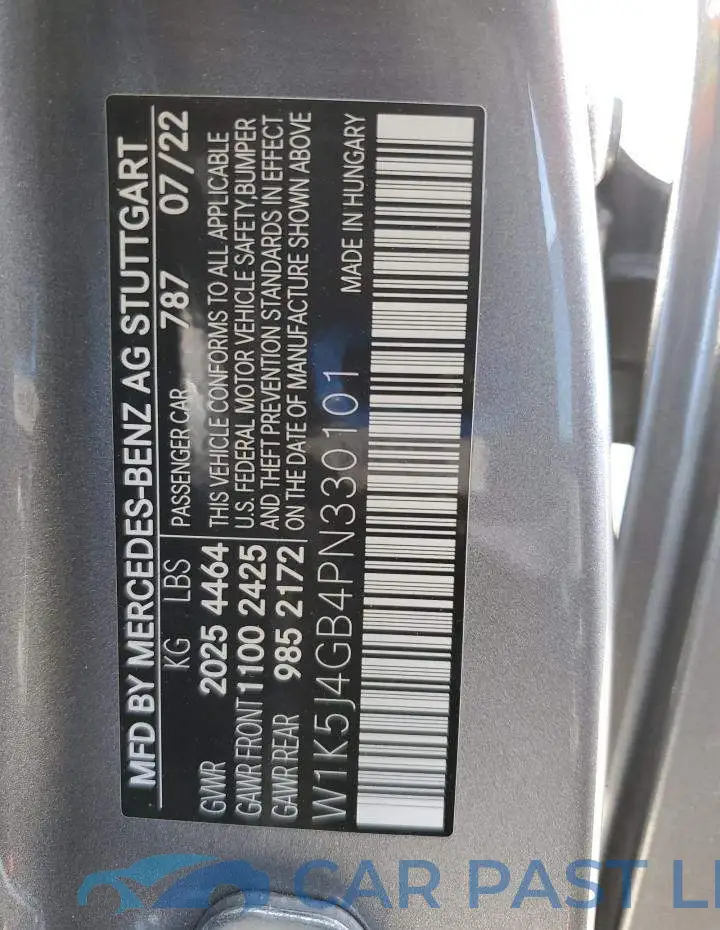 W1K5J4GB4PN330101# 12