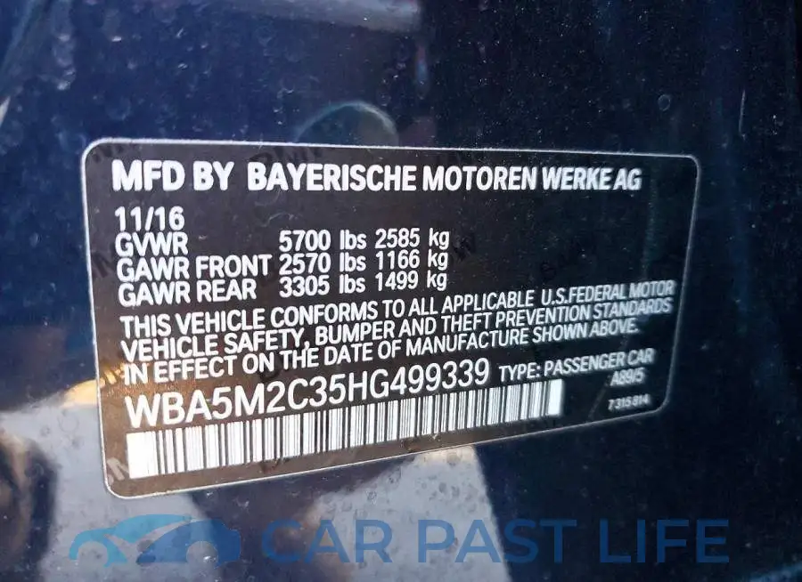 WBA5M2C35HG499339# 12