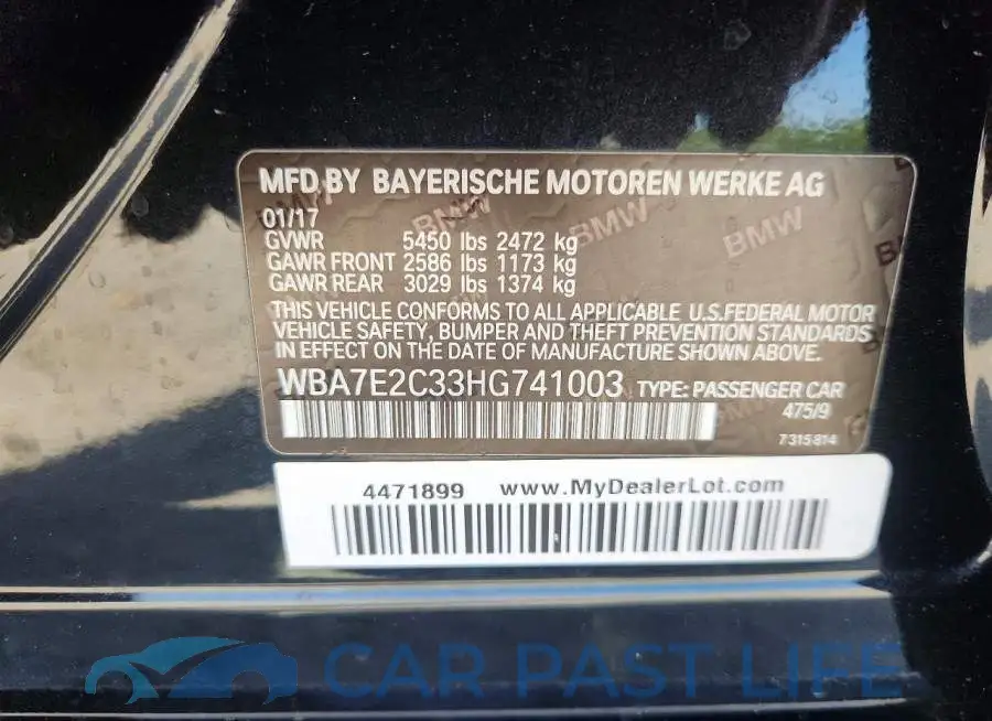 WBA7E2C33HG741003# 12