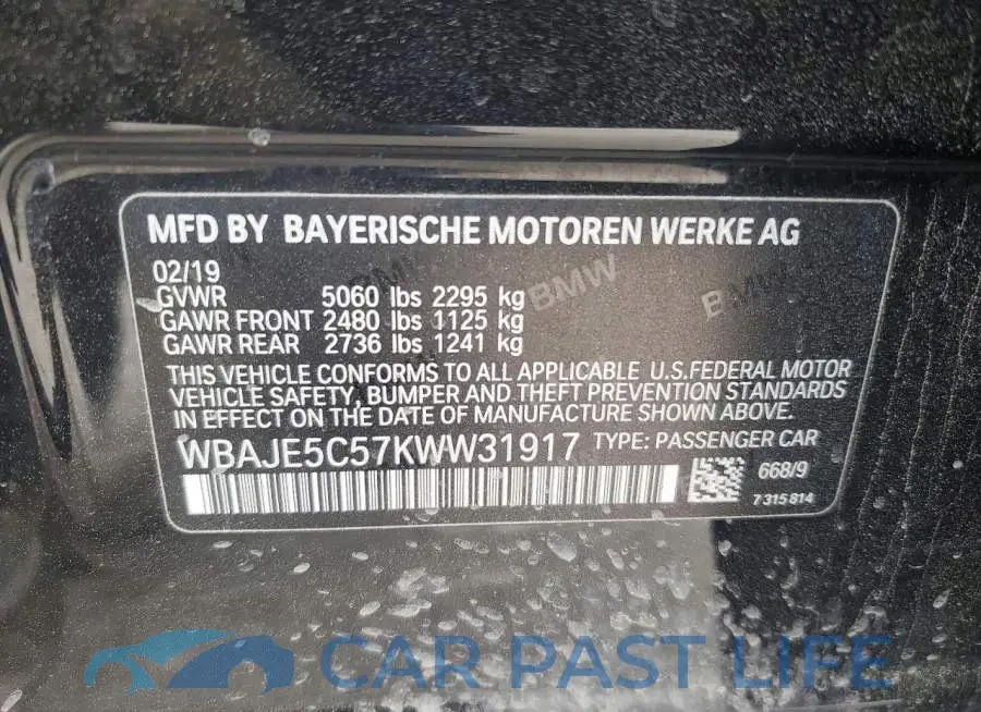 WBAJE5C57KWW31917# 13