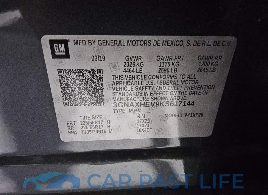 3GNAXHEV9KS617144# 13