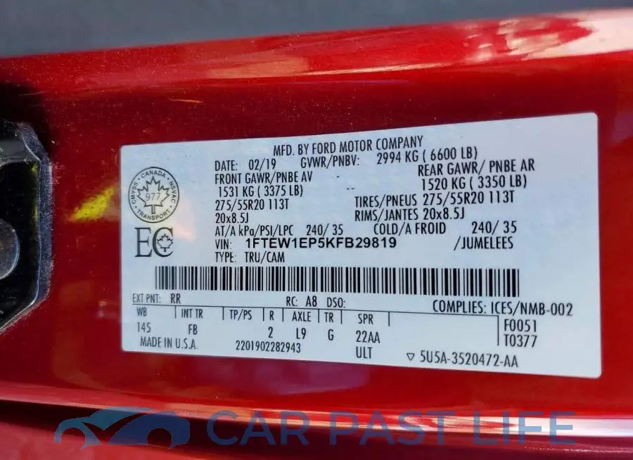 1FTEW1EP5KFB29819# 13