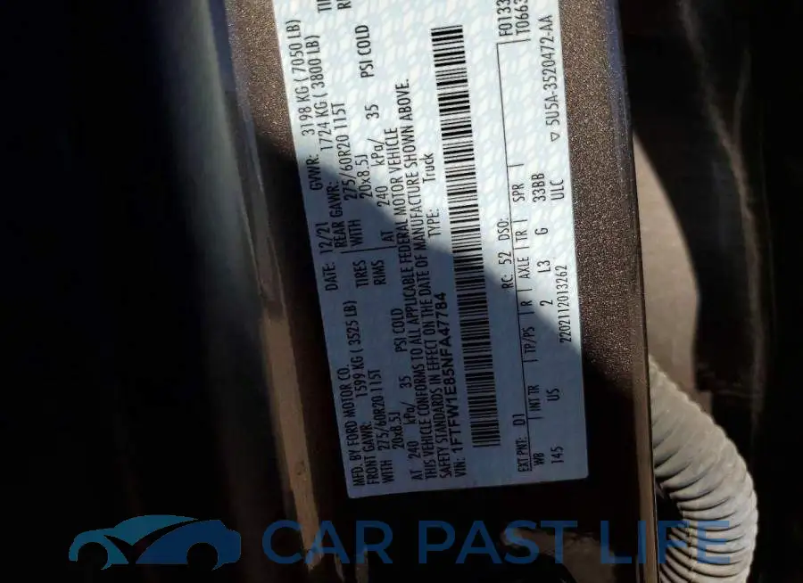 1FTFW1E85NFA47784# 13
