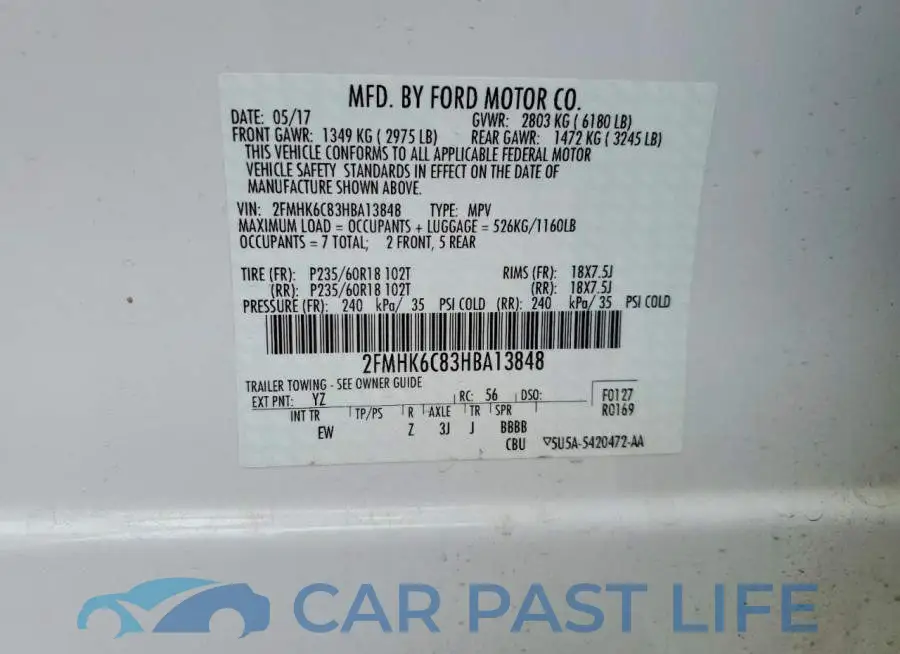2FMHK6C83HBA13848# 13