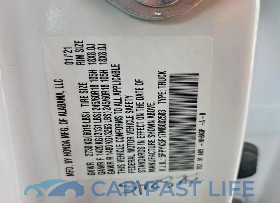 5FPYK3F17MB002583# 12