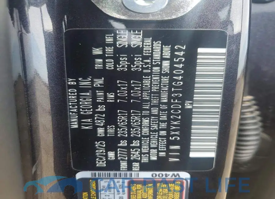 5XYK2CDF3TG404542# 12