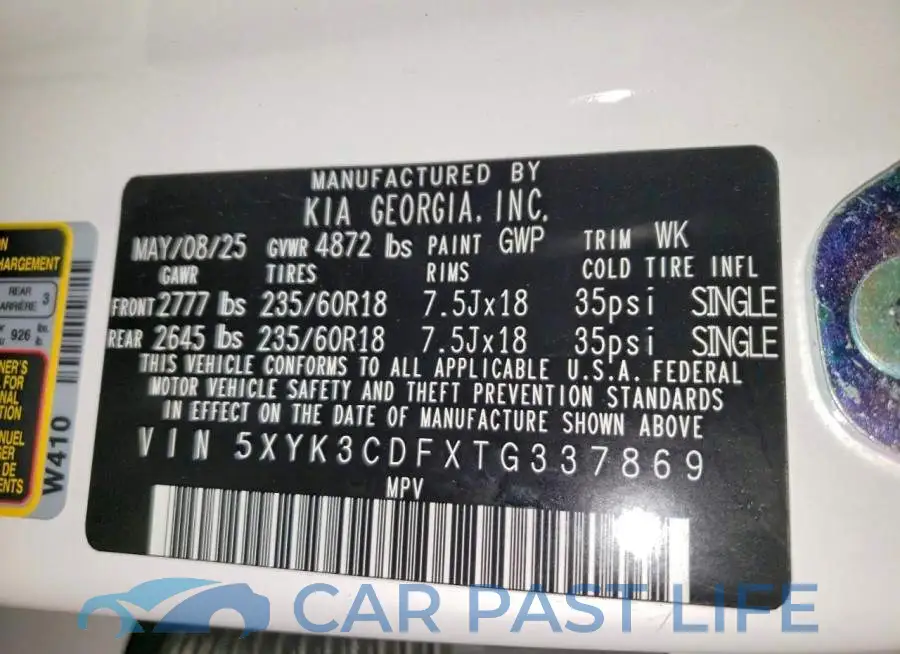 5XYK3CDFXTG337869# 13