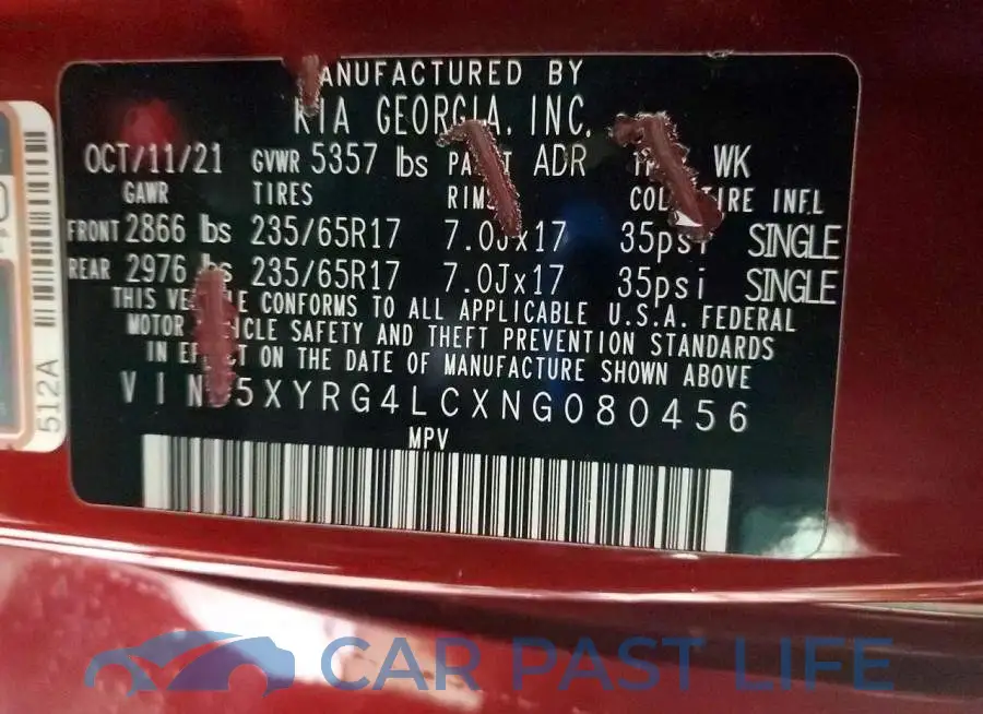 5XYRG4LCXNG080456# 13