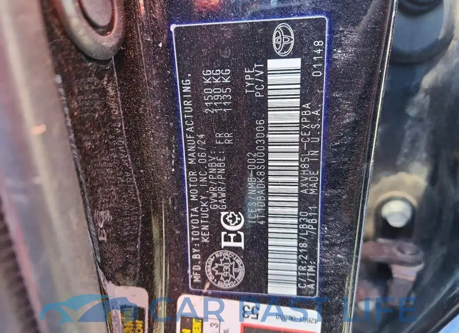 4T1DBADK8SU003006# 13