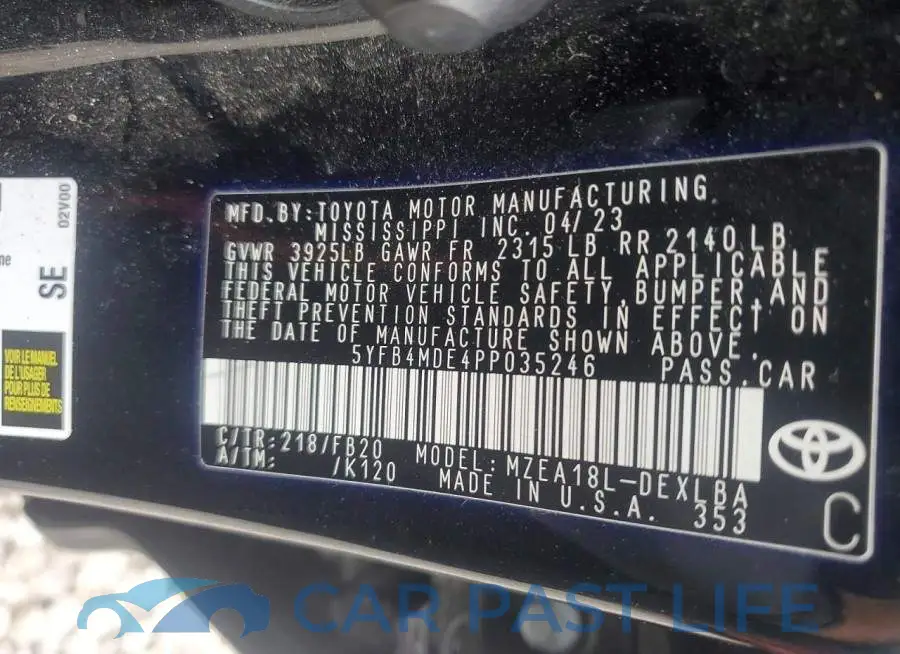 5YFB4MDE4PP035246# 12