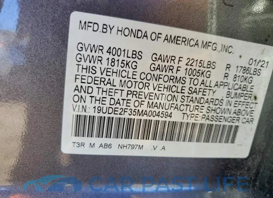19UDE2F35MA004594# 12